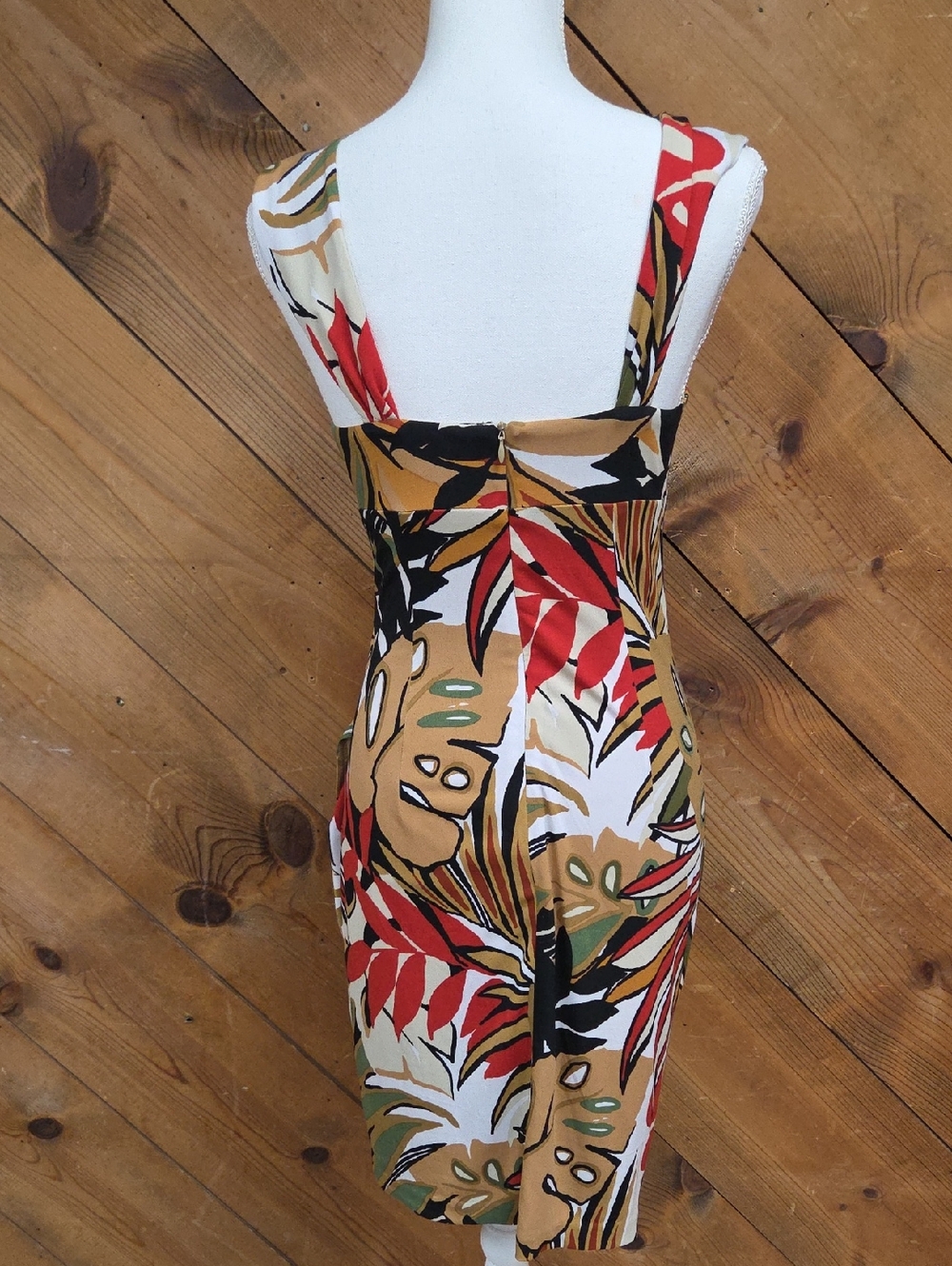 Cache Tropical Print Ruched Dress Women’s Bodycon Sleeveless Resort Cocktail - Picture 2 of 6
